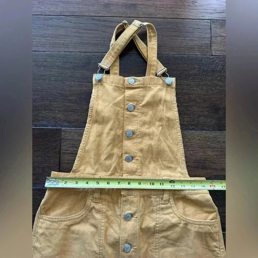 Pacsun Mustard Yellow Corduroy Skirt Bibs- size Medium